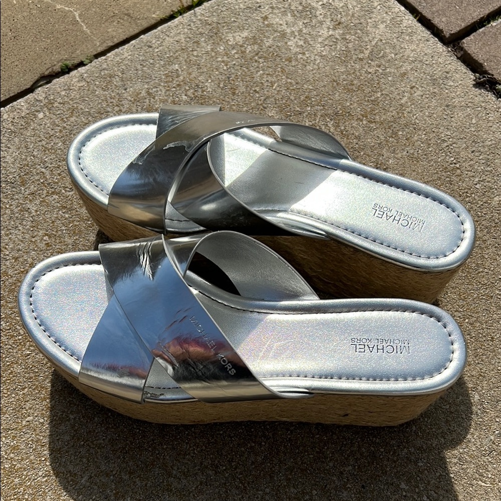 Michael Kors Silver Women's Platform Sandals